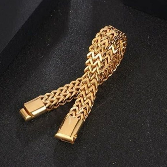 18K Gold Mens Franco Chain Link Bracelet Retro Style Guys 18 Karat K Jewelry NEW - Picture 6 of 11